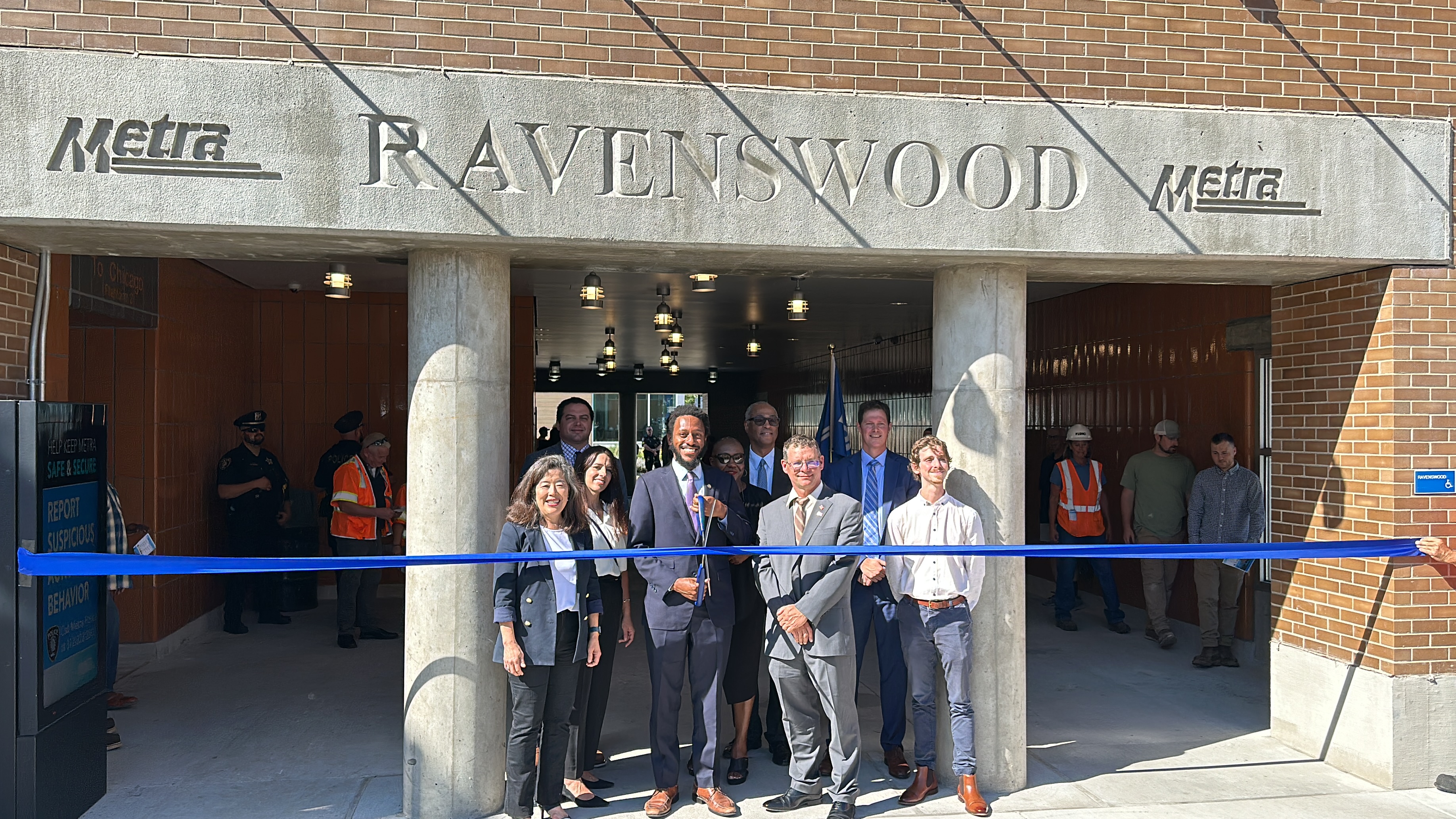 State Senator Mike Simmons attends ribbon cutting ceremony at Ravenswood Metra Station. 